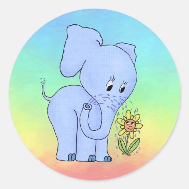 Bunter Elefant  Runder Aufkleber (Vorderseite)