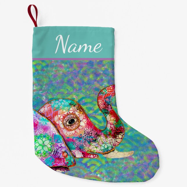 Bunter Elefant Weihnachtsfest-Strumpf Kleiner Weihnachtsstrumpf (Vorderseite)