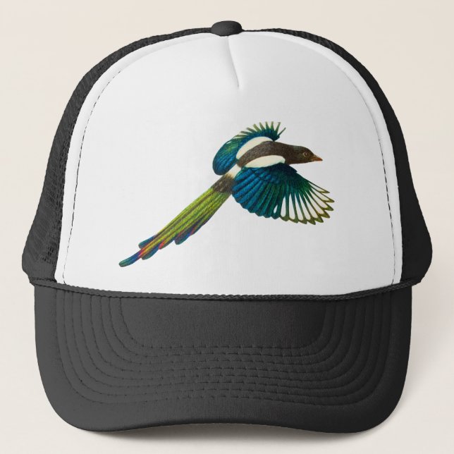 Bunter Elster-Vogel, Vintage Illustration Truckerkappe (Vorderseite)