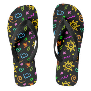 Bunter Entwurf des Hintergrundes für Kinder Flip Flops