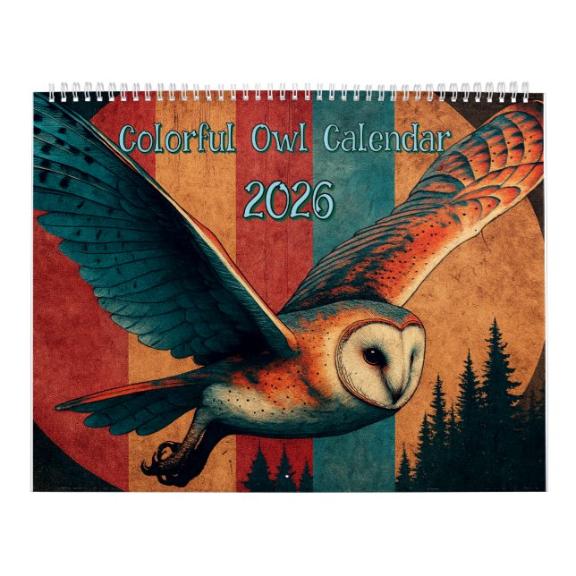 Bunter Eulenkalender 2026 Kalender (Titelbild)