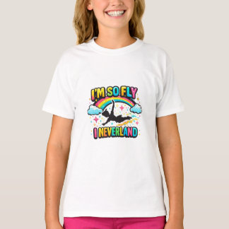 Bunter Fantasy Fliegender Junge Regenbogen Sterne T-Shirt