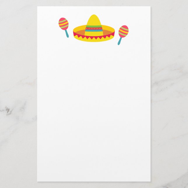 Bunter Fiestasombrero-Hut Maracas Briefpapier (Vorderseite)