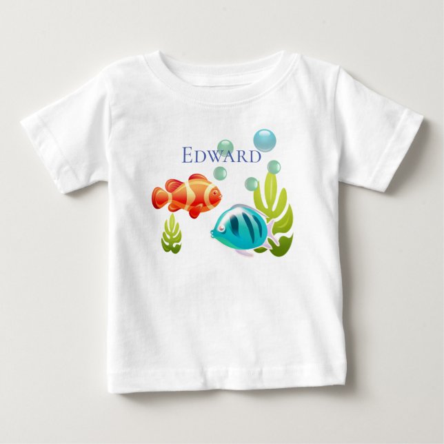 Bunter Fisch mit Bläschen und Algen Baby T-shirt (Vorderseite)