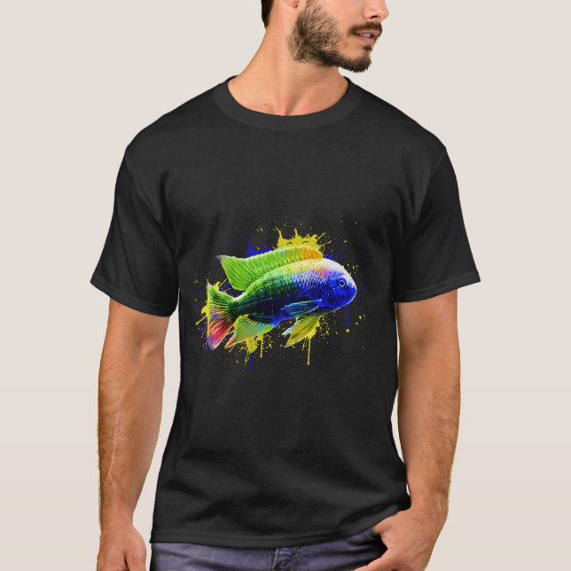 Bunter Fisch - Pinsel T-Shirt (Vorderseite)