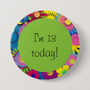 Bunter floraler 13. Geburtstag-Button Button