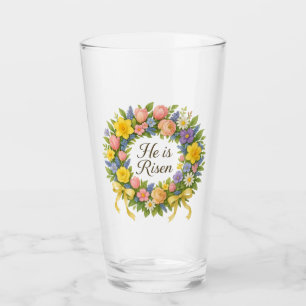 Bunter floraler Osterkranz Er ist auferstanden Glas