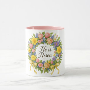 Bunter floraler Osterkranz Er ist auferstanden Tasse