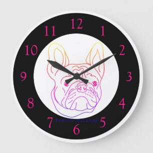 Bunter Französische Bulldogge Große Uhr