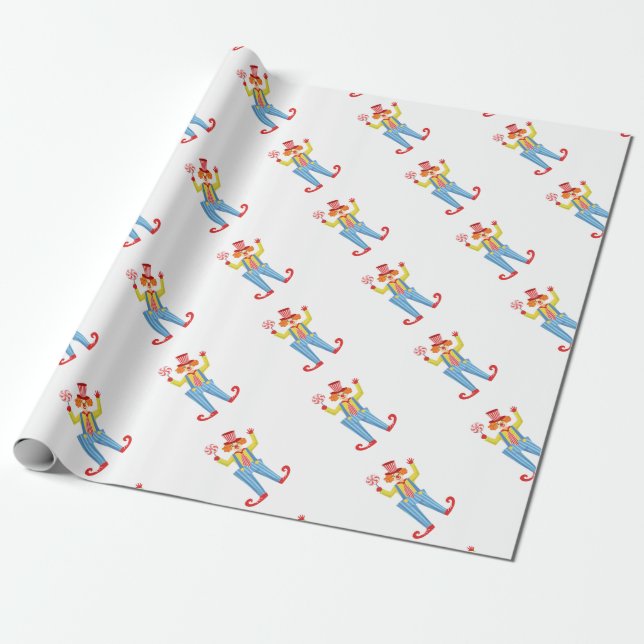 Bunter freundlicher Clown mit Lollypop in Geschenkpapier (Ungerollt)