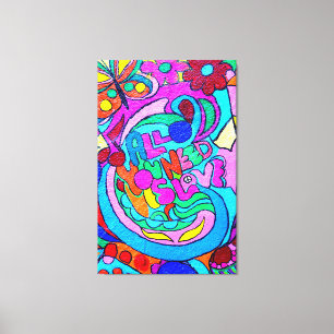 bunter Frieden der Hippieart und Liebe-Leinwand Leinwanddruck