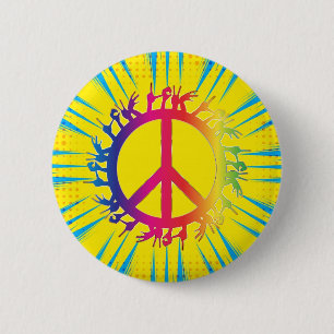 Bunter Friedens-und Liebe-Knopf Button
