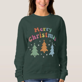 Bunter Frohe Weihnachten Baum Sweatshirt