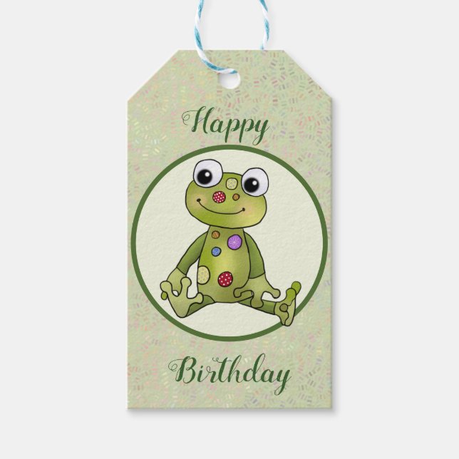 Bunter Frosch Geschenkanhänger (Vorderseite)