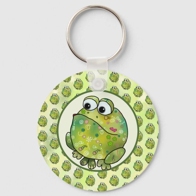 Bunter Frosch Postrunger Schlüsselanhänger (Vorderseite)