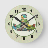 Bunter Frosch Runde Wanduhr