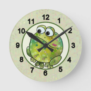 Bunter Frosch Runde Wanduhr