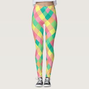 Bunter Frühlings-Pastell-Karo Leggings