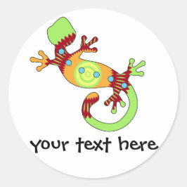 Bunter Fun Gecko Lizard Runder Aufkleber