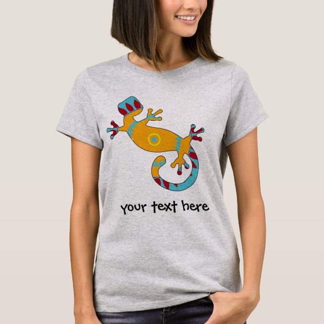 Bunter Fun Gecko Lizard T-Shirt (Vorderseite)