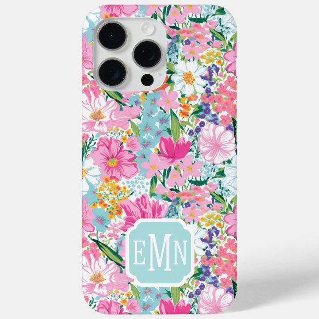 Bunter Garten Monogramm Case-Mate iPhone Hülle (Rückseite)