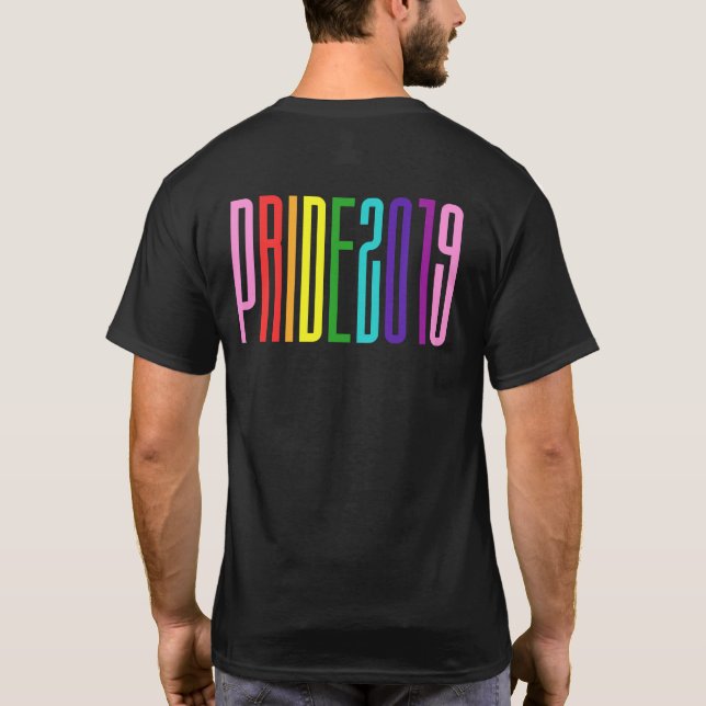 Bunter Gay Pride 2019 des Regenbogen-Text-LGBTQ T-Shirt (Rückseite)