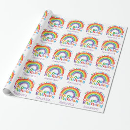 Bunter Geburtstags-Regenbogen-personalisierte Geschenkpapier