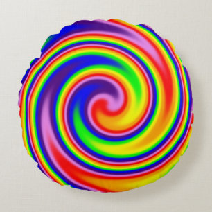 Bunter gewundener Strudel-Regenbogen färbt nett Rundes Kissen