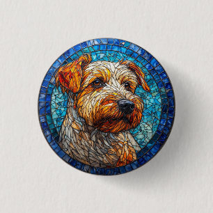 Bunter Glasmalerei-Hundeporträt Button