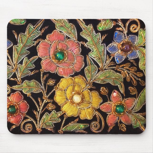 Bunter Glasperlen-Vintager Blumenentwurf Mousepad (Vorne)