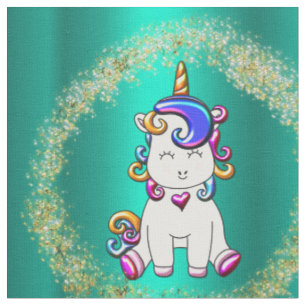 Bunter Glitzeraquamariner Unicorn Stoff