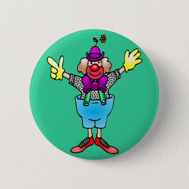 Bunter glücklicher Clown Button (Vorderseite)