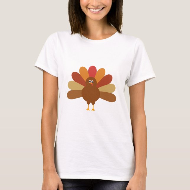 Bunter glücklicher Erntedank die Türkei T-Shirt (Vorderseite)