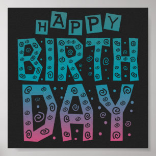 bunter glücklicher Geburtstag für alle Poster