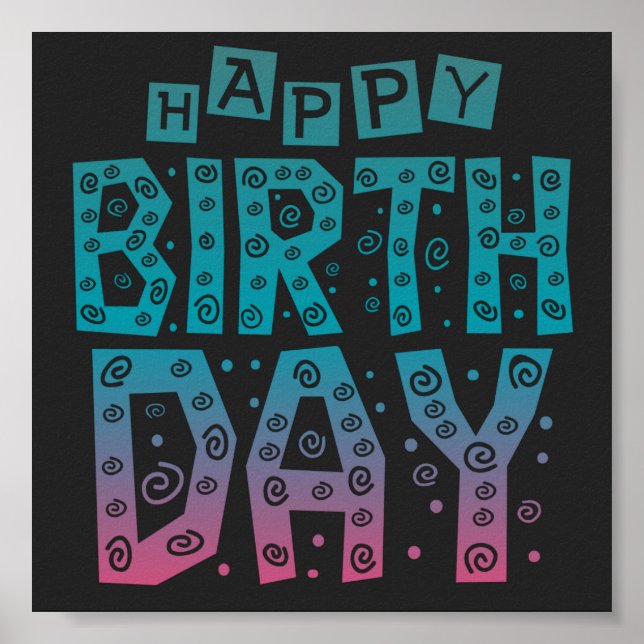 bunter glücklicher Geburtstag für alle Poster (Vorne)