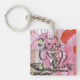 Bunter glücklicher Katzen-Japaner Maneki Neko Schlüsselanhänger