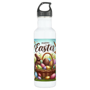 Bunter, glücklicher Osterkorb mit Eiern Edelstahlflasche
