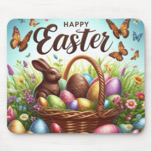 Bunter, glücklicher Osterkorb mit Eiern Mousepad