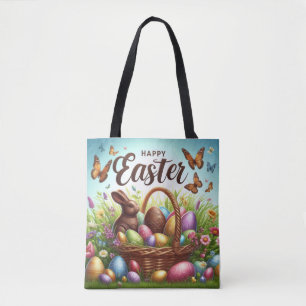 Bunter, glücklicher Osterkorb mit Eiern Tasche