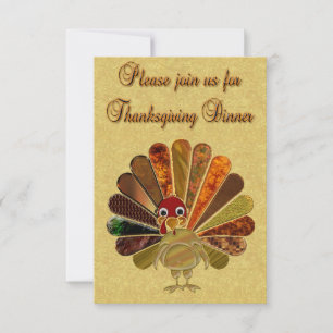 Bunter glücklicher Thanksgiving Truthahn Einladung