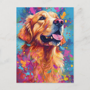 Bunter Golden Retriever Postkarte