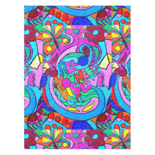 bunter groovy Frieden und Liebe Tischdecke