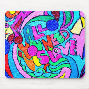 bunter Groovy Liebe und Friedensmousepad Mousepad