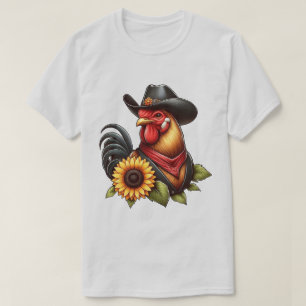 Bunter Hahn im Cowboyhut mit Sonnenblume T-Shirt