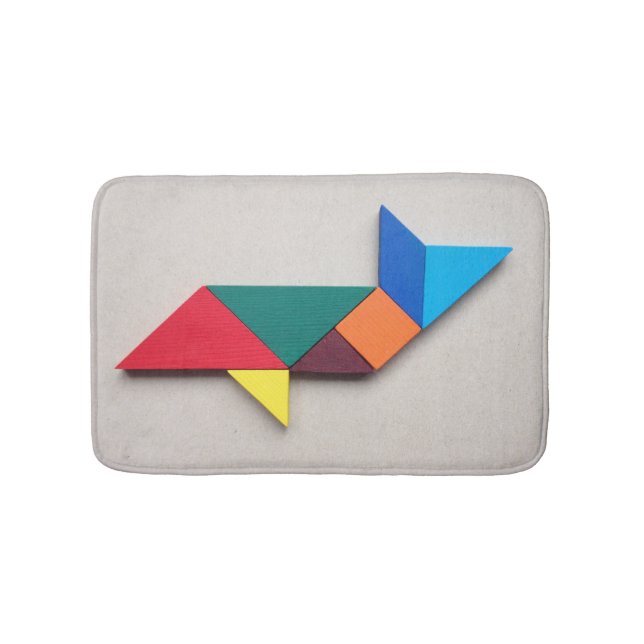 Bunter Haifisch Tangram Badematte (Vorderseite)