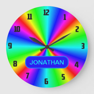 Bunter heller Regenbogen personifizieren. Große Wanduhr