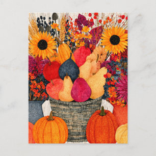 Bunter Herbsternte, lebendige Farben, Postkarte