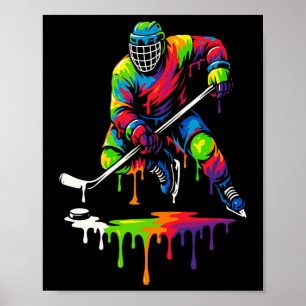 Bunter Hockey-Eiscreme-Tropfspieler Poster