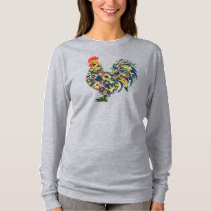 Bunter Hühnerbecher, Blumiges Huhn, Bauer T-Shirt