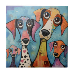 Bunter Hund Abstrakte Kunst Cartoon-Stil Fliese